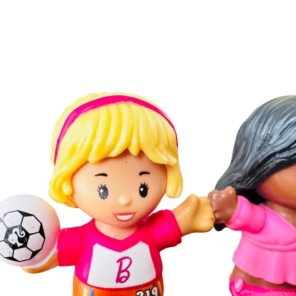 Fisher Price Little People Barbie Soccer Player Girl Pink Dress Boy Fish 3pc Lot